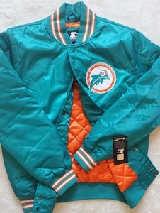 Miami Dolphins Black Label Starter Jacket Quilt Line Full Snap -DOLPHINS- Small - Picture 1 of 16