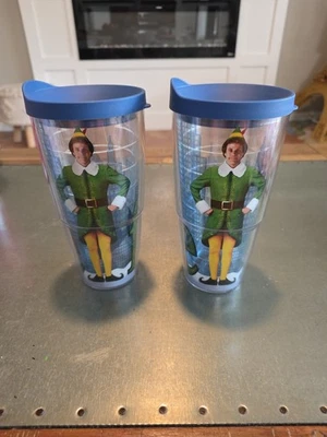 2 NUEVO Vaso Tervis ELF Buddy Will Ferrell con Tapas Azules 24oz NY City Skyline Foto 1 de 4