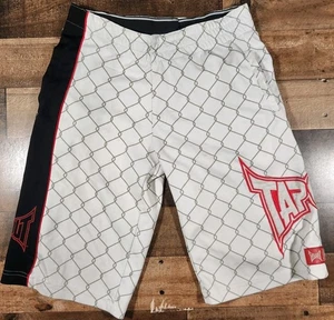 Vintage Tapout Shorts Jugend Medium 10-12 weiß Zaun Spruch MMA Fitnessstudio - Bild 1 von 19