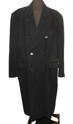 VINTAGE AQUASCUTUM DOUBLE BREASTED OVERCOAT 48'' LONG CHARCOAL - Image 1 of 4