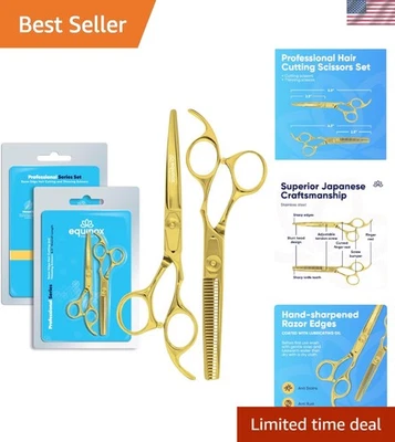 Juego de 2 tijeras de peluquero Equinox: tijeras adelgazantes de oro y precisión de acero japonés Foto 1 de 4