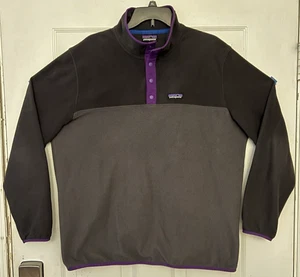 Patagonia Uomo Taglia XL Grigio Forgiato con Bordo Viola Micro D Snap-T Pullover Pile - Foto 1 di 12