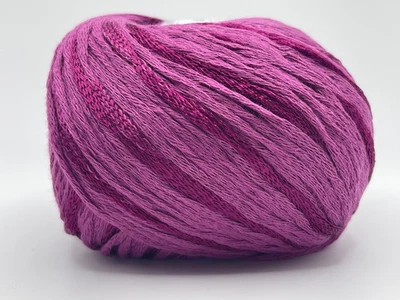 Summertime Dark Fuchsia 83240 Ice Yarns DK Cotton Blend Ribbon Yarn 50gr 136yd - Image 1 of 4