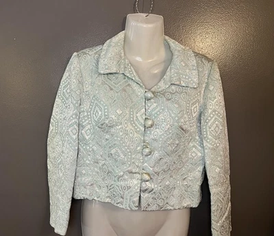 Chaqueta Vintage Lord & Taylor Mujer Mediana Brocado Crop Mod Retro Años 60 Foto 1 de 4