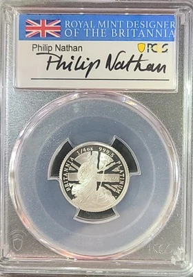Britannia 2020 1/4 OZ platino 25 libras PR70 DCAM Phillip Nathan ¡firmado a mano! Foto 1 de 4