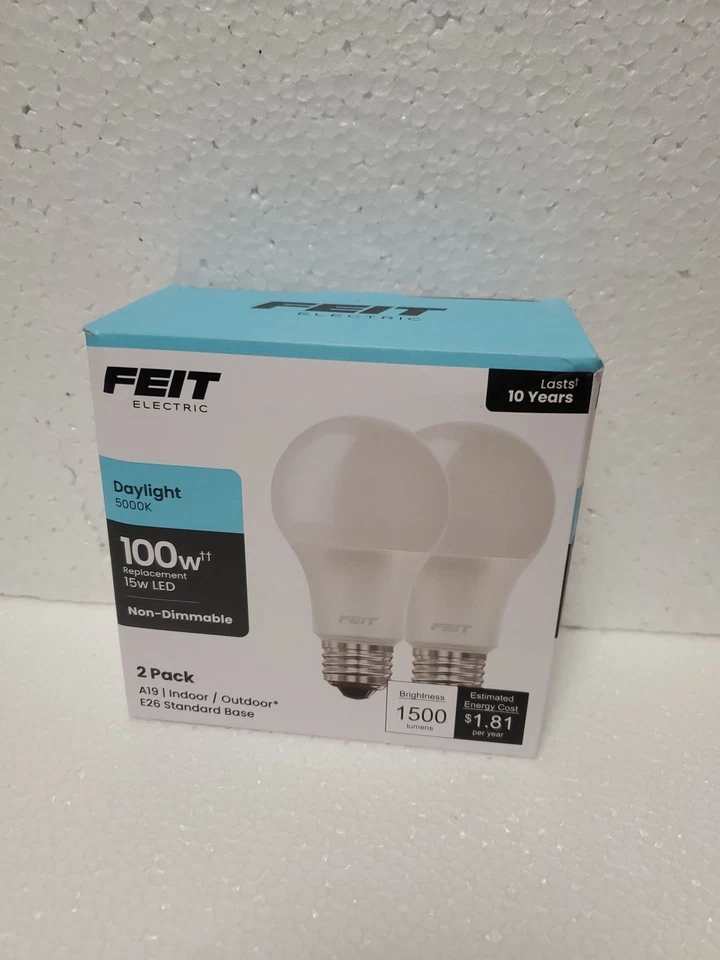 Feit Electric A1600/850/10KLED/2 LED Lamp, General Purpose, A19 Lamp, 100 W Equi - Image 1 of 1