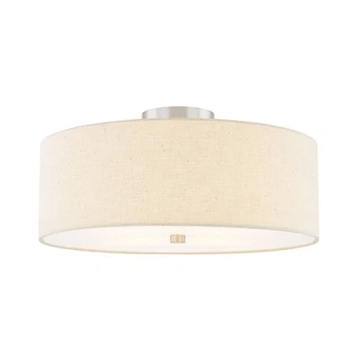 Used Justice Design FAB-9761-CREM-NCKL Textile - 4 Light Classic Drum Semi-Flush - Image 1 of 2