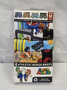 Super Mario Boys Athletic Boxer Briefs Underwear Sz M (8) 4-Pk Mario Brothers K - Picture 1 of 2