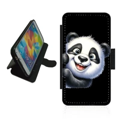 Panda Phone Case Wallet flip cover For iPhone Samsung Pixel PAN1 Cute Bear - Image 1 of 4