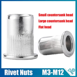 M3-M12 304 Stainless Steel Rivnuts Countersunk/Flat Nutserts Knurled Rivet Nuts - Picture 1 of 7