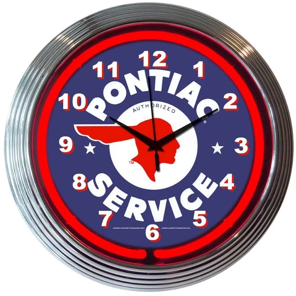 Gm Pontiac Authorized Service Neon Clock 15"x15" - Image 1 of 1