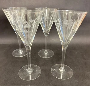 4er Set Vintage Martini Wein Sektgläser mit geätzten Blumen - Bild 1 von 8