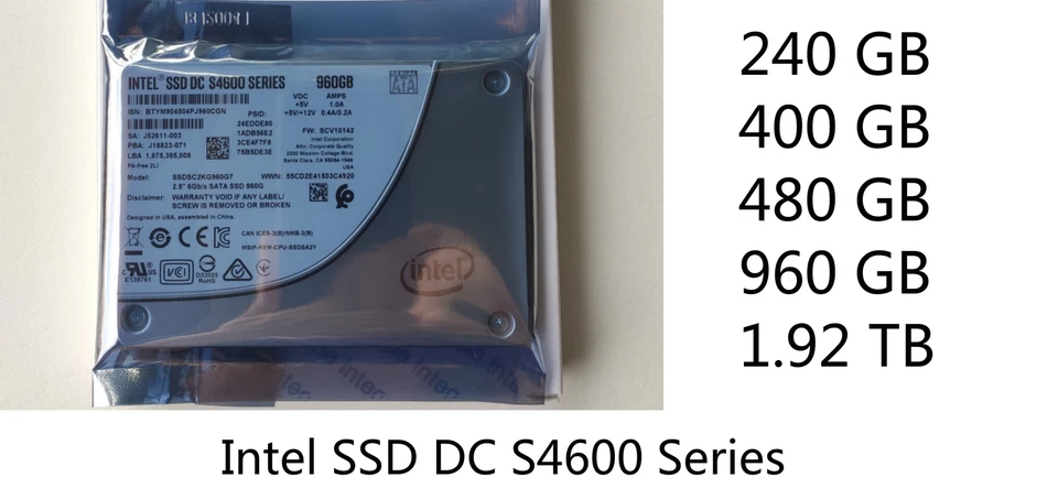 Intel SSD DC S4600 Series 240GB 400GB 480GB 960GB 1.92TB Solid State Drive LOT - Image 1 of 1