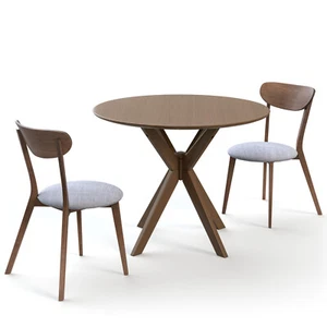 Modern Dining Table Set 3 PCS Round Kitchen Table and Chairs Set for Dining Room - Picture 1 of 8