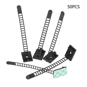 50pcs Self Adhesive Adjustable Clips Fastens Car Cable Wire Tie Clamp Organizer - Picture 1 of 12