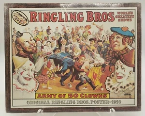 Ringling Bros World's Greatest Shows Army Of 50 Clowns Print On Cork Board NOS - Picture 1 of 9
