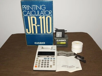 VINTAGE DESK OFFICE CASIO PRINTING CALCULATOR JR-110 IN BOX NEVER USED NEW NOS - Image 1 of 4
