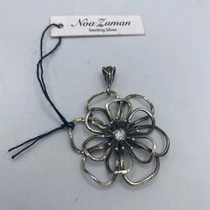 Noa Zuman Sterlingsilber Blume Anhänger klar Stein Israel 925 neu mit Etikett - Bild 1 von 4