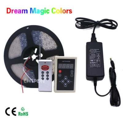 5M Chasing Dream Magic Color RGB 5050 WS2811 IC LED Strip Light + Remote + Power - Image 1 of 4