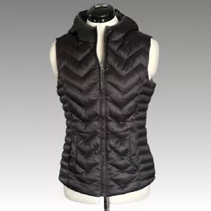 Chaleco acolchado Be by Blanc Noir Down con capucha Chevron cremallera ligero negro S - Imagen 1 de 10