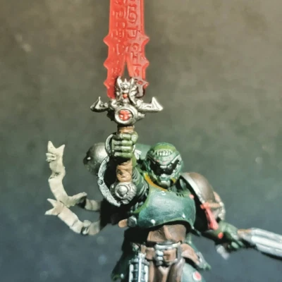 DOOM SLAYER KIT for 28 mm wargame solider (1 head 1 shotgun 1 crucible sword) un - Image 1 of 4