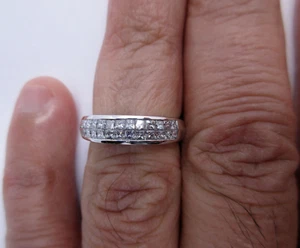 18K White Gold Diamond Wedding Band Diamond=3/4 Carat F-VS2 Value=$5,950 - Picture 1 of 11