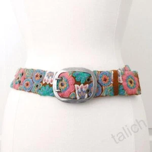 Jenny Krauss Terra Firma Boho Floral Embroidery Wool Belt Handmade Peru S M L - Picture 1 of 11