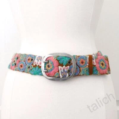 Jenny Krauss Terra Firma Boho Floral Embroidery Wool Belt Handmade Peru S M L - Image 1 of 4