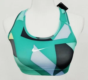 NEW NIKE PRO Women DRI-FIT Small Support Sports Bra-Green/Black/Blue 453648-360 - Picture 1 of 3