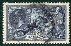 GB KGV SEAHORSE High Value SG452 10s Indigo (1934) RE-ENGRAVED Used c£80 LRED143 - Picture 1 of 6