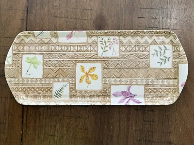Melamine Thai Decorative Serving Tray Botanical Geometric 14.5”x6” in VGC - Image 1 of 4