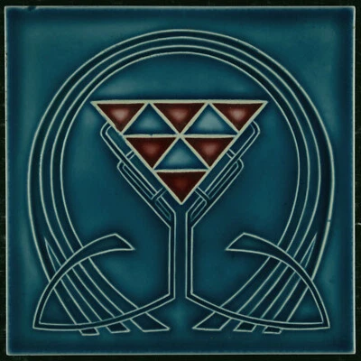 Attractive Original  Art Nouveau tile C 1900 Wessel Bonn stylized decor - Image 1 of 2