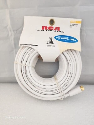 RCA 50 Ft. RG6 Coaxial Cable VHW112  Video 75ohm F Type Connectors  - Image 1 of 4