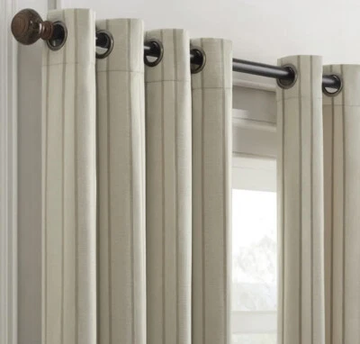 1 Eclipse￼ Decor Karla ￼Striped Blackout Grommet Panel 55 x 84 in Taupe✔️ - Image 1 of 3