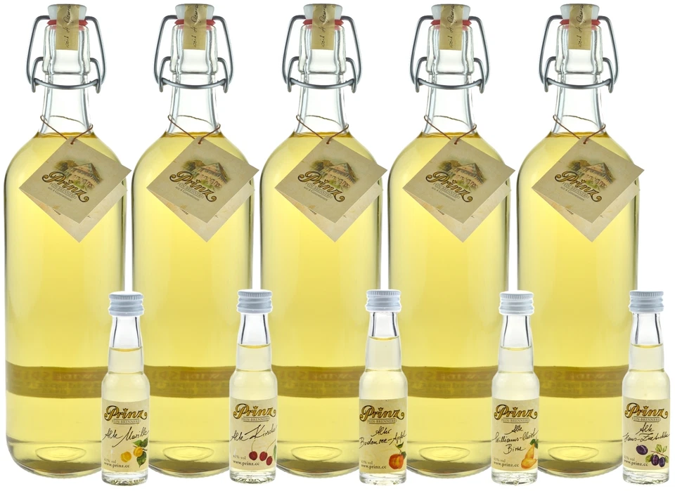 5 Flaschen Prinz Alte Waldhimbeere 1,0l mit 5 Miniaturen 0,02l - Bild 1 von 1
