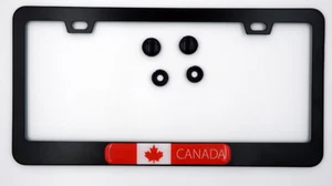 Canada Flag Metal black Aluminium Car License plate frame holder - Foto 1 di 6
