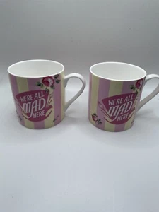 2 Disney, Alice Through the Looking Glass; We're All Mad Here Mugs; Royal Albert - Picture 1 of 5