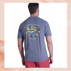 Chaps Navy Men's Peformance Graphic Tee w/ Free Drink Coozy Size Large - Picture 1 of 4