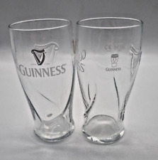 Guinness Pint Tulip Glass x2 - Pub Bar Glasse's EMBOSSED HARP DESIGN LOT YAE a