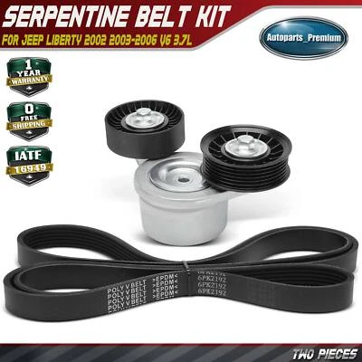 2x Kit de componentes de transmisión por correa Serpentine para Jeep Liberty 2002 2003-2006 V6 3,7 L Foto 1 de 4