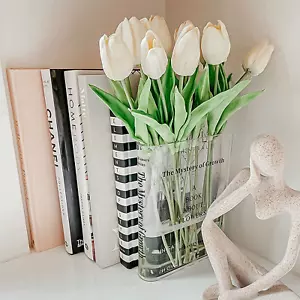 Vaso fiori libro trasparente - decorazione libreria carina; vaso unico per amanti dei libri, arte - Foto 1 di 12