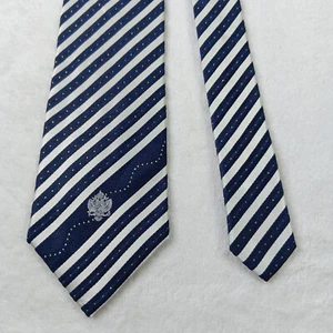 Corbata para hombre Renoma brillante azul blanco a rayas mezcla de seda brillo - Imagen 1 de 9