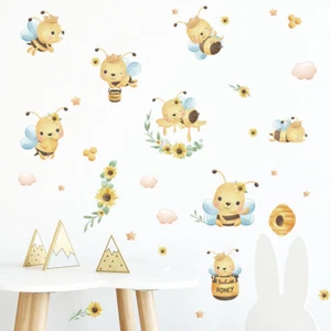 Bee Honey Wall Sticker Sunflower Decal Baby Nursery Room Art Decor DIY Mural - Picture 1 of 5