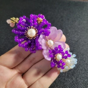 L13 Romantic Blütenreigen Hair Clip #6 Pearls Pink And Purple Stones - Picture 1 of 2