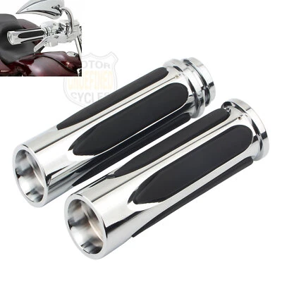 Chrome Handlebar Hand Grips For Harley Electra Glide Road King Fatboy Electronic - Image 1 of 4