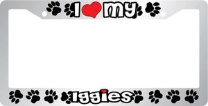 Chrome License Plate Frame I Heart My Iggies Auto Accessory - Picture 1 of 1