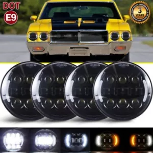 4PCS 5.75" 5-3/4" Round LED Hi-Lo Beam Headlights For Cadillac Calais 1965-1974 - Picture 1 of 11