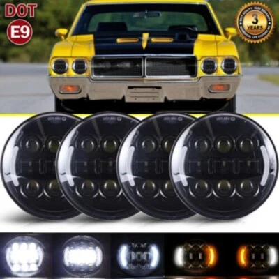 Faros LED redondos de haz alto bajo de 5,75" 5-3/4" para Cadillac Calais 1965-1974 4 piezas Foto 1 de 4