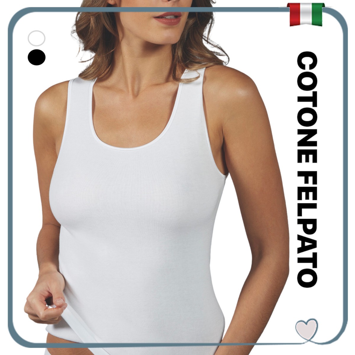 Set 2 Canottiere Donna In Cotone - Taglie Forti, Made In Italy, Comfortevoli E Traspiranti, Perfette Come Intimo O Abbigliamento Casual - Foto 2