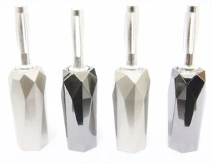 8pcs Diamond ~ Silver Plated Tellurium Copper banana Plugs connector 4Pairs - Picture 1 of 7